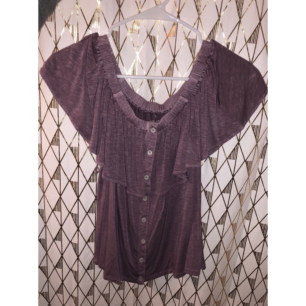 Off the shoulder button down shirt